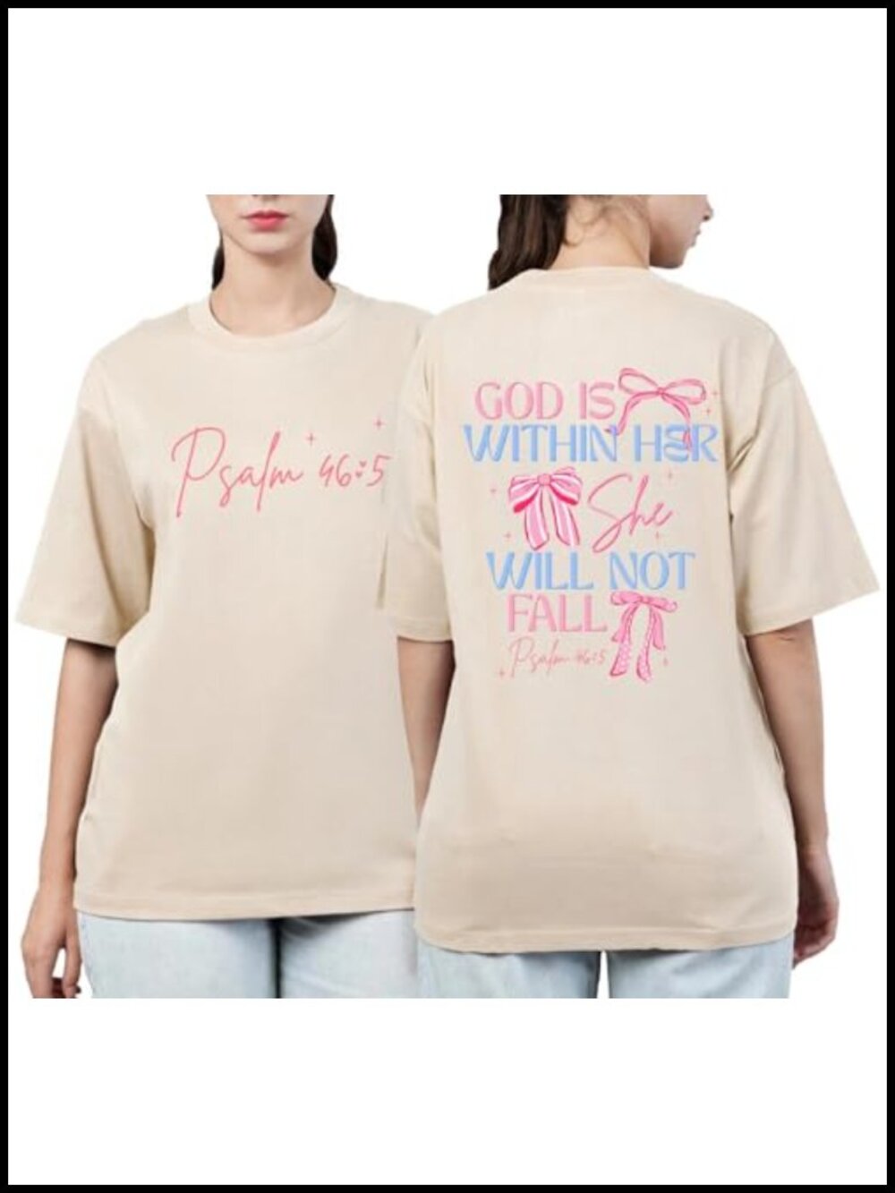 Oversized Christian Graphic Tee God Is Within Her Bible Verse T-Shirt